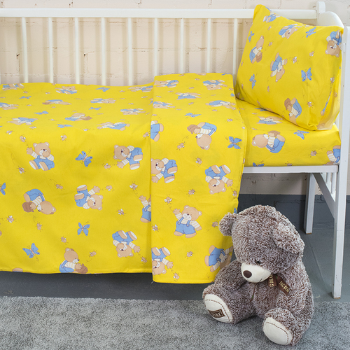 Постельное белье в детскую кроватку из бязи 1332/4 За медом желтый фото 1
