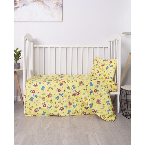 Постельное белье в детскую кроватку Зоопарк желтый бязь ГОСТ фото 1