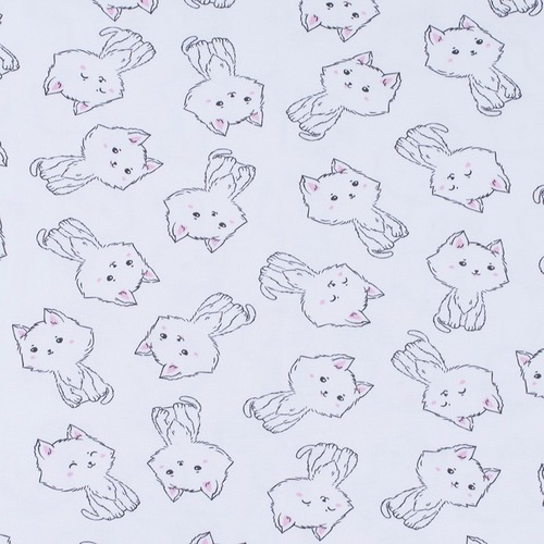 Ткань на отрез интерлок Милые котятки 5426-19 цвет белый фото 1