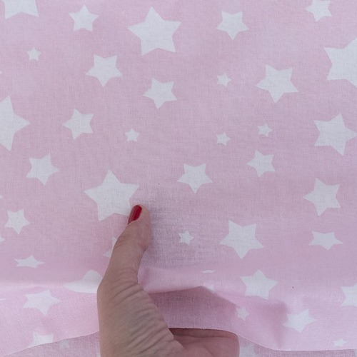 Ткань на отрез перкаль 150 см 13165/1 Звезда цвет розовый фото 2