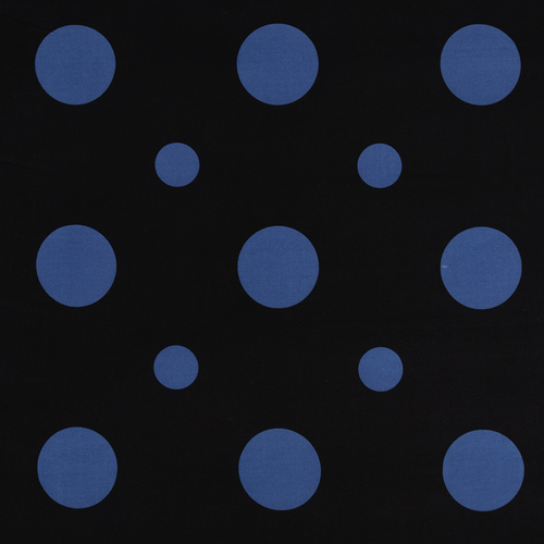 Ткань на отрез масло 150 см Синие круги на черном фото 2