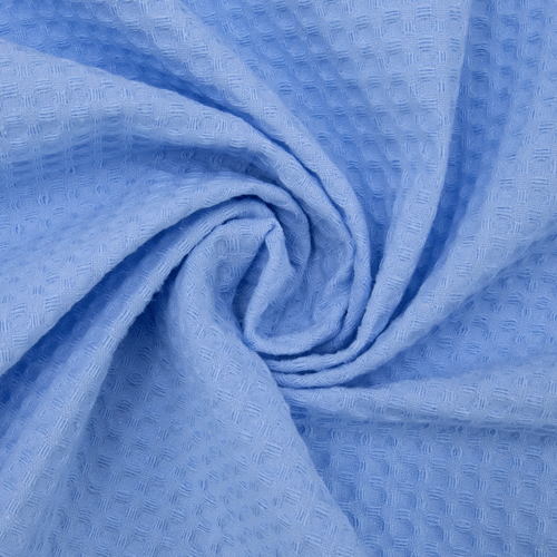Ткань на отрез вафельное полотно гладкокрашенное 150 см 240 гр/м2 7х7 мм цвет 409 голубой фото 1