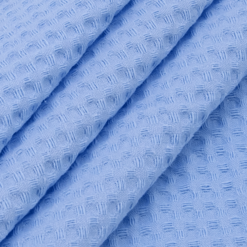 Ткань на отрез вафельное полотно гладкокрашенное 150 см 240 гр/м2 7х7 мм цвет 409 голубой фото 2