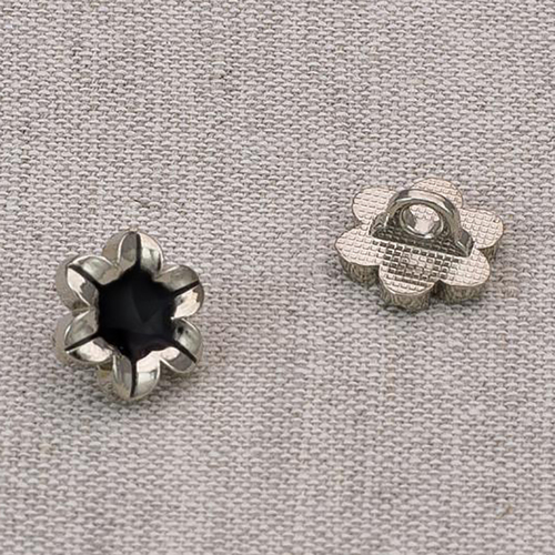 Пуговица металл ПМ64 11мм никель цветок черная эмаль уп 12 шт фото 1
