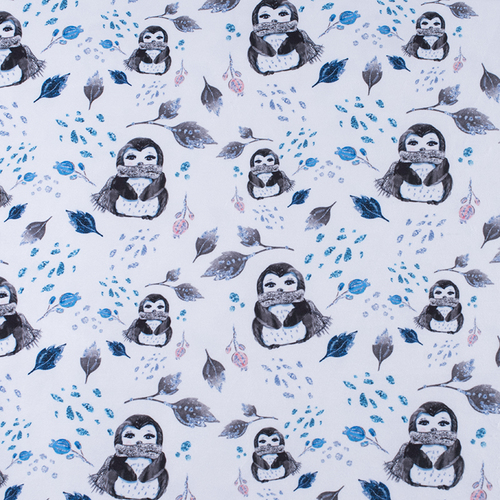 Ткань на отрез микрофлис Пингвины 16171 фото 1