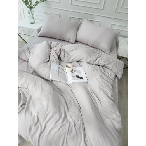 Постельное белье VT из микрофибры 14-0000 бежевый 2-х сп с евро простыней с наволочками 50/70 фото 11