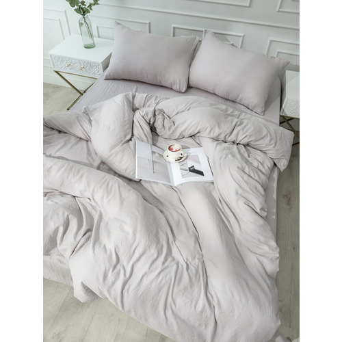 Постельное белье VT из микрофибры 14-0000 бежевый 2-х сп с евро простыней с наволочками 50/70 фото 1