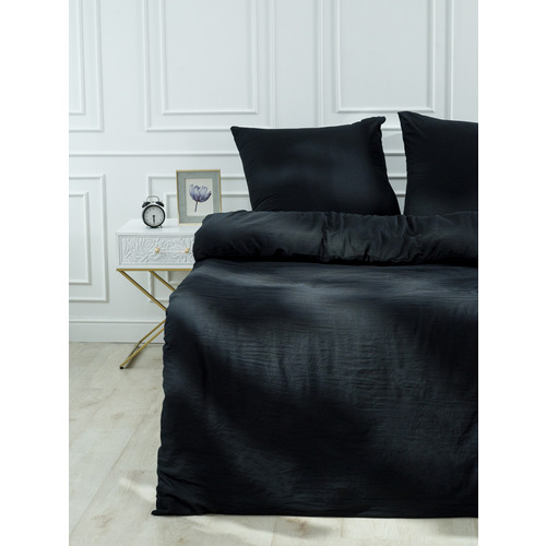 Постельное белье VT из микрофибры цвет черный 2-х сп с евро простыней с наволочками 70/70 фото 13