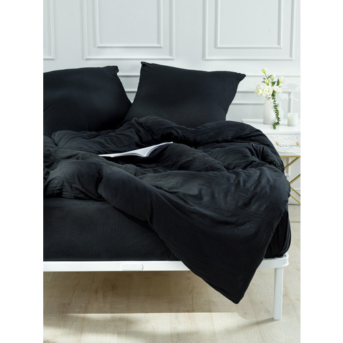 Постельное белье VT из микрофибры цвет черный 2-х сп с евро простыней с наволочками 70/70 фото 15