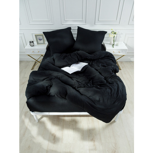 Постельное белье VT из микрофибры цвет черный 2-х сп с евро простыней с наволочками 70/70 фото 12