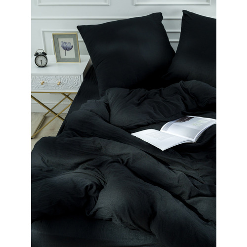 Постельное белье VT из микрофибры цвет черный 2-х сп с евро простыней с наволочками 70/70 фото 16