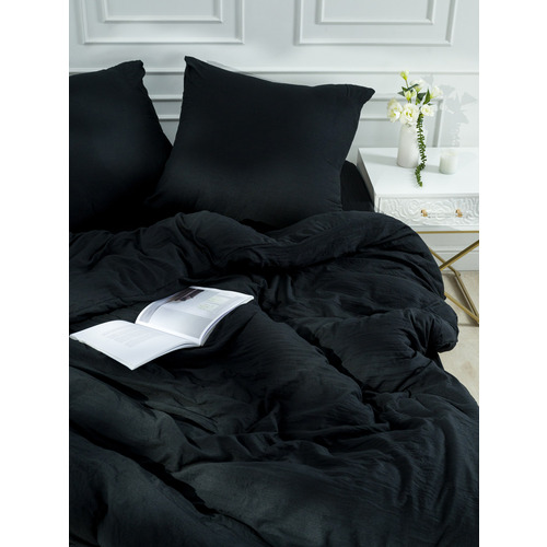 Постельное белье VT из микрофибры цвет черный 2-х сп с евро простыней с наволочками 70/70 фото 10
