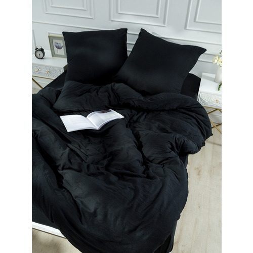 Постельное белье VT из микрофибры цвет черный 2-х сп с евро простыней с наволочками 70/70 фото 8