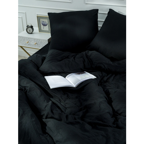 Постельное белье VT из микрофибры цвет черный 2-х сп с евро простыней с наволочками 70/70 фото 7