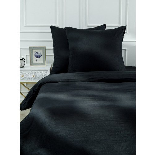 Постельное белье VT из микрофибры цвет черный 2-х сп с евро простыней с наволочками 70/70 фото 3