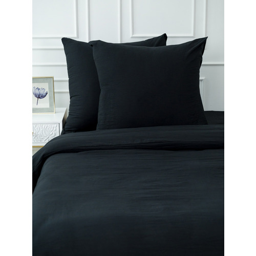 Постельное белье VT из микрофибры цвет черный 2-х сп с евро простыней с наволочками 70/70 фото 4