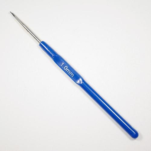 Крючок для вязания с пласт. ручкой D-1.0, 14см (сталь) фото 1