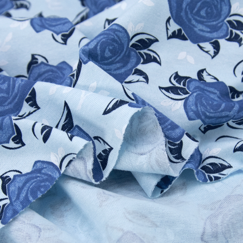 Ткань на отрез кулирка 3388-V2 Розы цвет светло-голубой фото 5