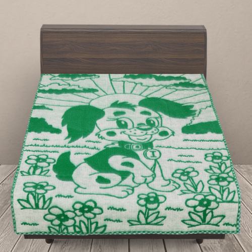 Одеяло п/ш жаккардовое детское 420 гр/м2 щенки цвет зеленый 100/140 см фото 1