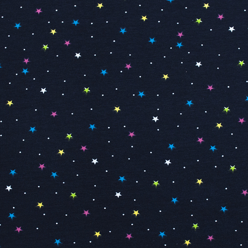 Маломеры кулирка лайкра пенье Звезды разноцветные R146 0.85 м фото 1