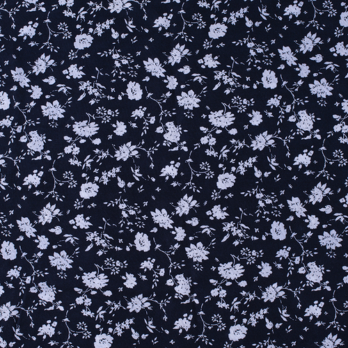 Ткань на отрез штапель 145 см 60015 Белые цветы на черном фото 6