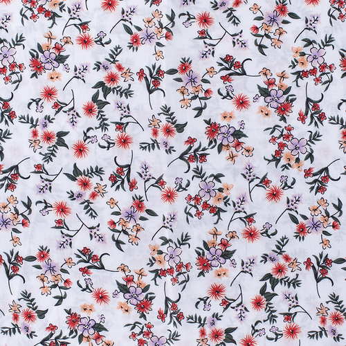 Ткань на отрез штапель 145 см 60025 Красные цветы на белом фото 3