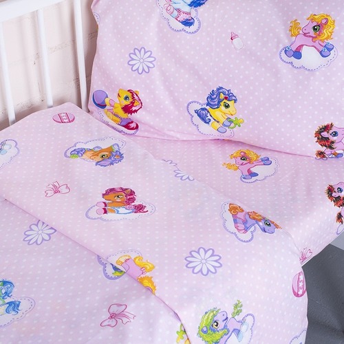 Постельное белье в детскую кроватку из поплина 5030/1 Бусинка розовый с простыней на резинке фото 3