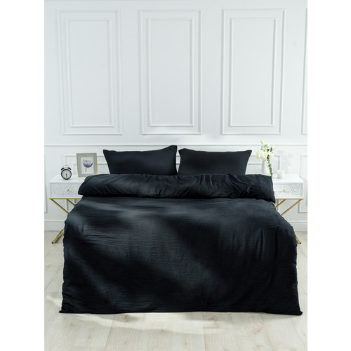 Постельное белье VT из микрофибры цвет черный 2-х сп с евро простыней с наволочками 50/70 фото 22