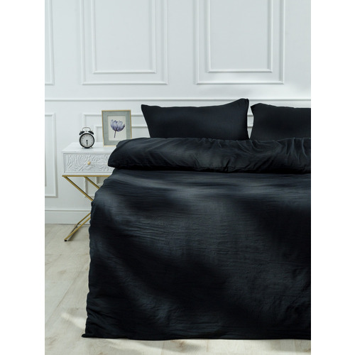 Постельное белье VT из микрофибры цвет черный 2-х сп с евро простыней с наволочками 50/70 фото 21