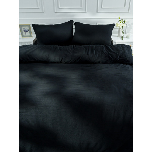 Постельное белье VT из микрофибры цвет черный 2-х сп с евро простыней с наволочками 50/70 фото 17