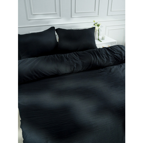 Постельное белье VT из микрофибры цвет черный 2-х сп с евро простыней с наволочками 50/70 фото 18