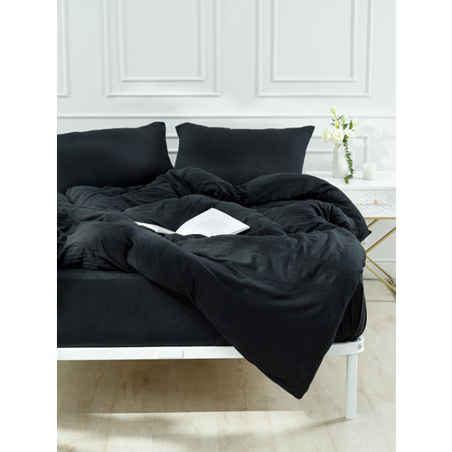 Постельное белье VT из микрофибры цвет черный 2-х сп с евро простыней с наволочками 50/70 фото 16