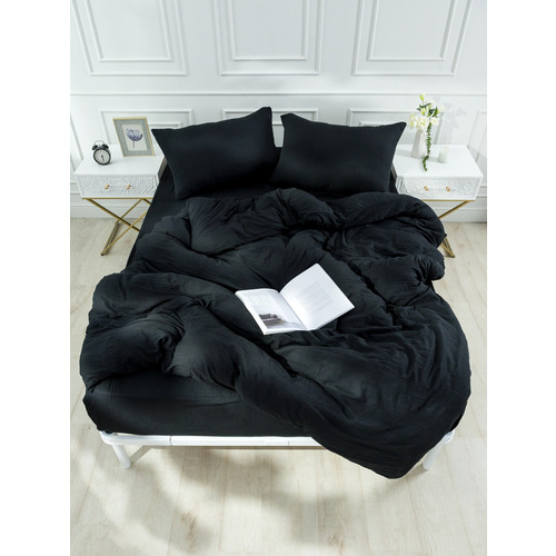 Постельное белье VT из микрофибры цвет черный 2-х сп с евро простыней с наволочками 50/70 фото 15