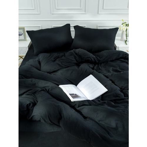 Постельное белье VT из микрофибры цвет черный 2-х сп с евро простыней с наволочками 50/70 фото 14