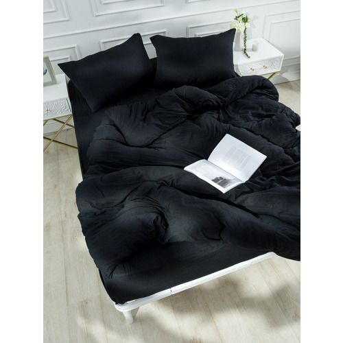 Постельное белье VT из микрофибры цвет черный 2-х сп с евро простыней с наволочками 50/70 фото 13