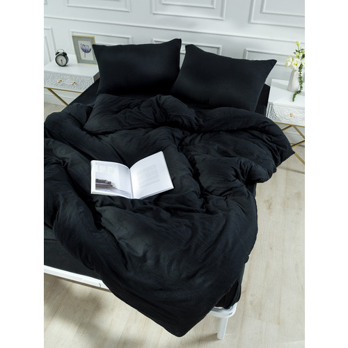 Постельное белье VT из микрофибры цвет черный 2-х сп с евро простыней с наволочками 50/70 фото 11