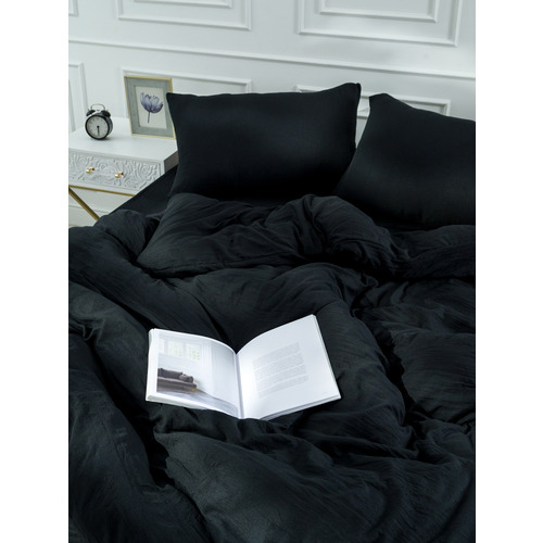 Постельное белье VT из микрофибры цвет черный 2-х сп с евро простыней с наволочками 50/70 фото 8