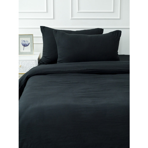 Постельное белье VT из микрофибры цвет черный 2-х сп с евро простыней с наволочками 50/70 фото 5