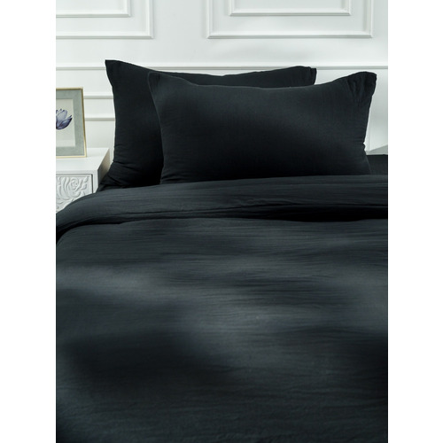Постельное белье VT из микрофибры цвет черный 2-х сп с евро простыней с наволочками 50/70 фото 4
