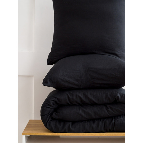 Постельное белье VT из микрофибры цвет черный 2-х сп с евро простыней с наволочками 50/70 фото 2