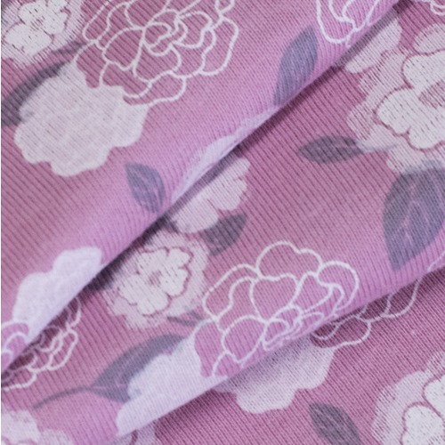 Ткань на отрез кулирка Цветы на розовом М-2054 фото 3