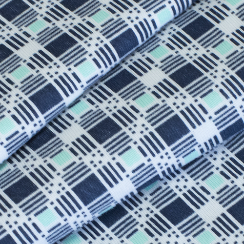 Ткань на отрез кулирка Квадраты 4073-V17 цвет синий фото 3