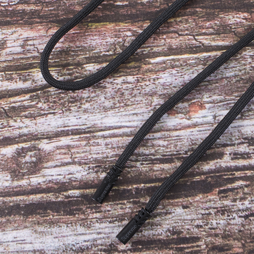 Шнур круглый декор наконечник металл надпись резьба 130см черный уп 2 шт фото 1