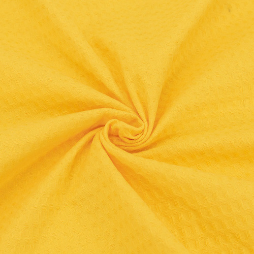 Ткань на отрез вафельное полотно гладкокрашенное 150 см 240 гр/м2 7х7 мм цвет 088 цвет желтый фото 1
