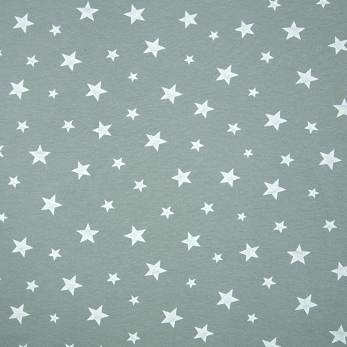 Ткань на отрез кулирка 1100-V2 Звезды цвет светлый хаки фото 2