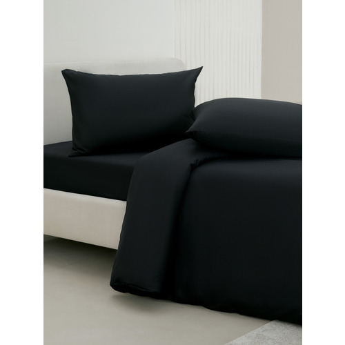 Постельное белье VT из полисатина г/к черный 2-х сп с евро простыней с наволочками 50/70 фото 7