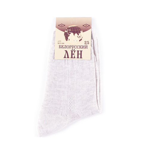 Мужские носки МЛ-100/1 Белорусский лен цвет светло-серый размер 25 фото 1