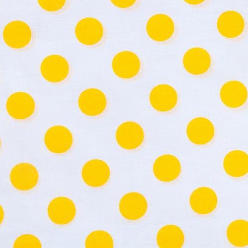 Ткань на отрез бязь плательная 150 см 1422/21А белый фон желтый горох фото 3