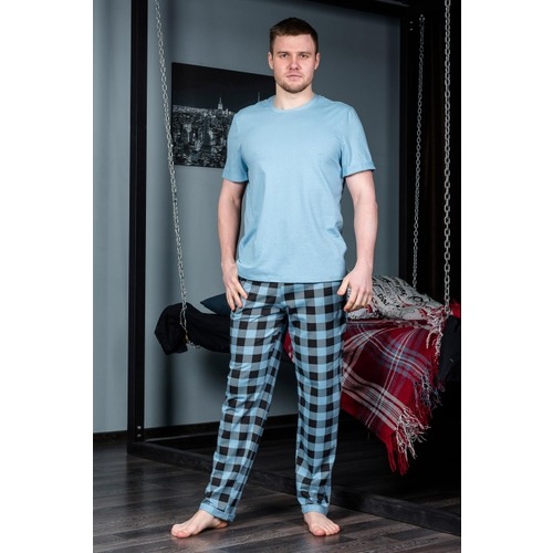 Пижама футболка+брюки 1000-16 цвет Голубой р 50 фото 1