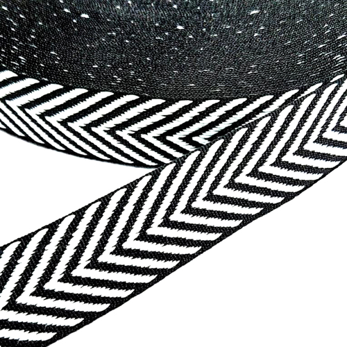 Тесьма черно-белая узкие полосы 2,5см 1 метр фото 1